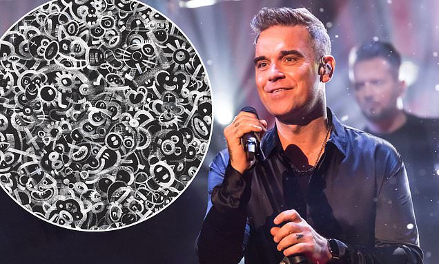 Robbie Williams hosts his first art exhibition and will sell one of his works for up to £20,000 | Daily Mail Online