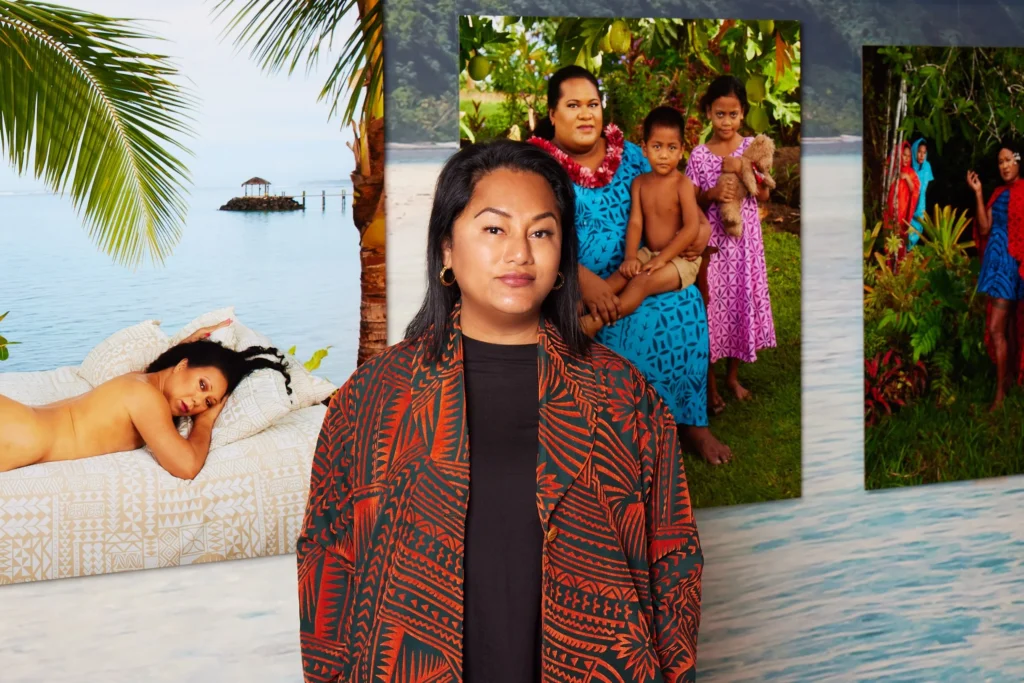 Yuki Kihara at the Paradise Camp exhibition, photographed by Luke Walker