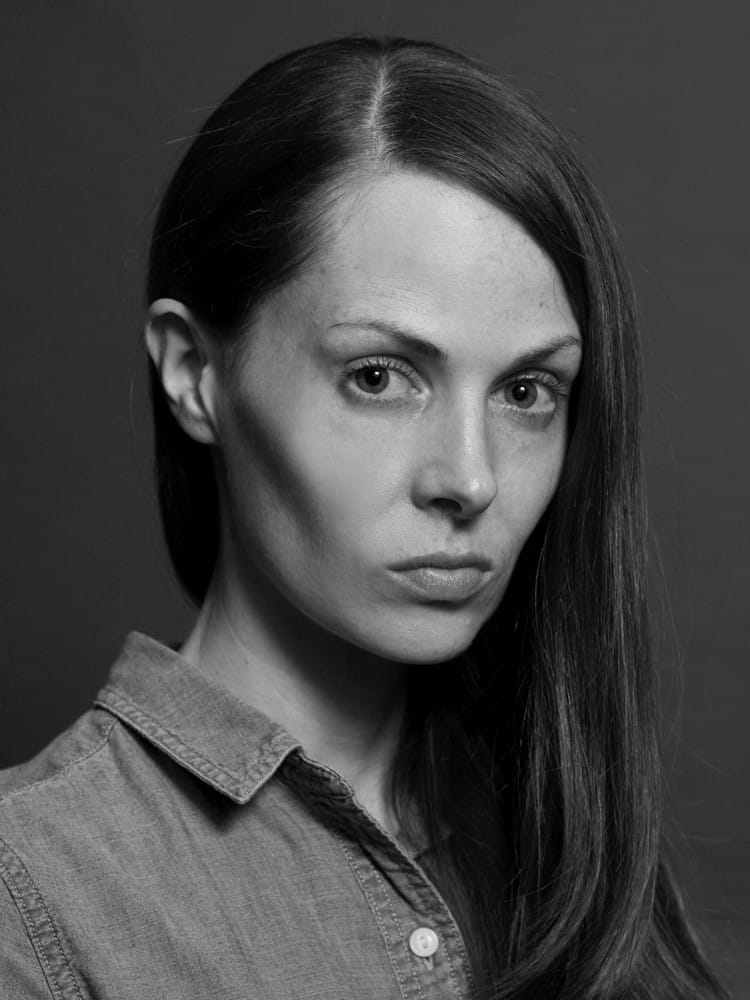 Black-and-white portrait of British novelist Gwendoline Riley, photographed by Adrian Laurie