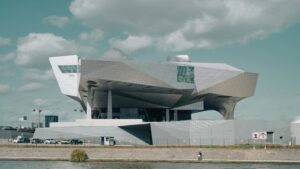 Exterior of the Musée des Confluences in Lyon, a venue of the 18th Lyon Biennale