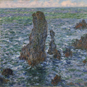 Claude Monet’s The Pyramids of Port-Coton, 1886, showing rocky sea stacks off Belle-Île-en-Mer