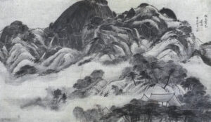 Jeong Seon’s 1751 ink landscape Clearing After Rain on Mount Inwang, shown in the British Museum Korea exhibition